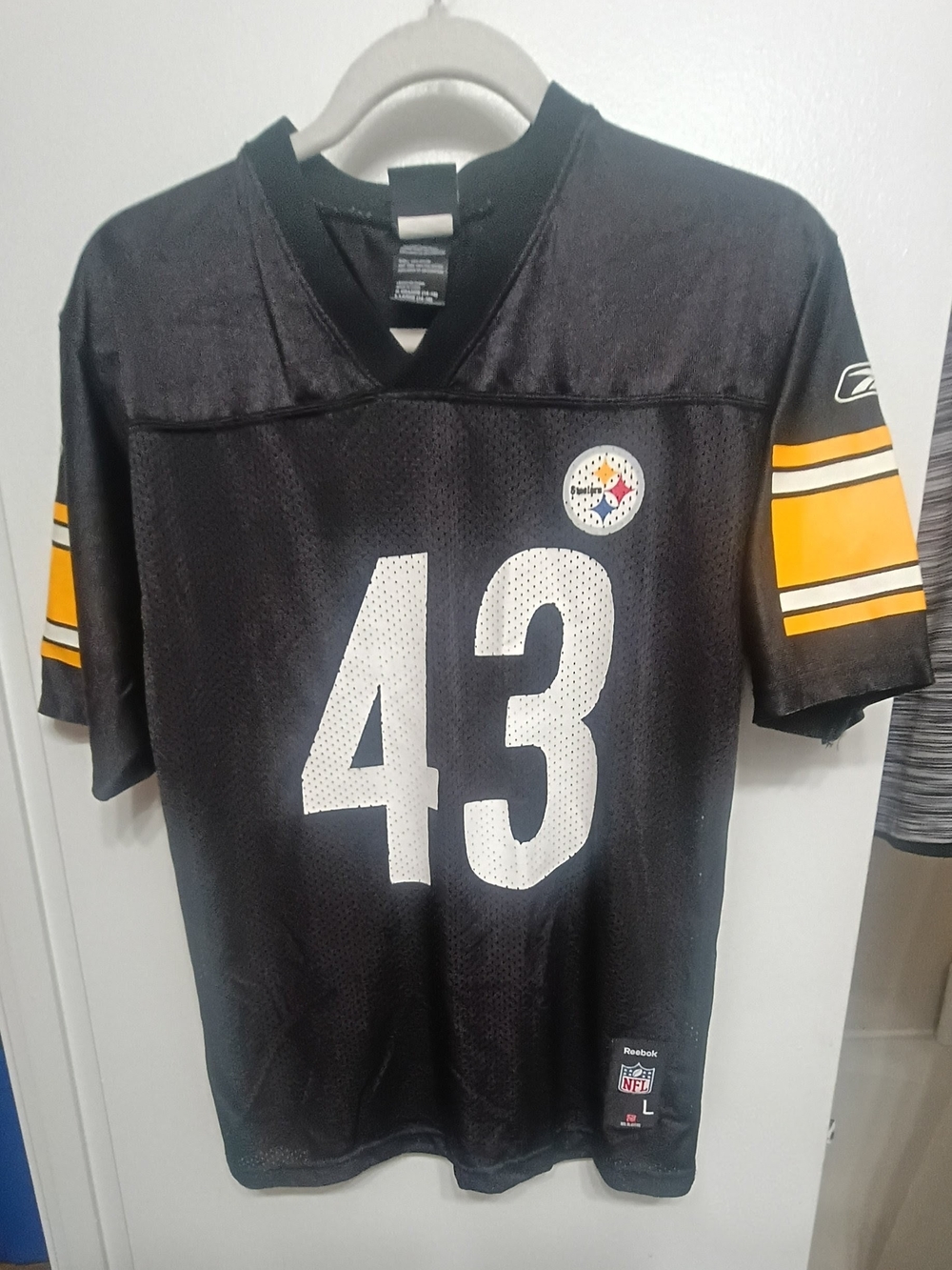 Reebok Black and Yellow #43 Pittsburgh Football Jersey